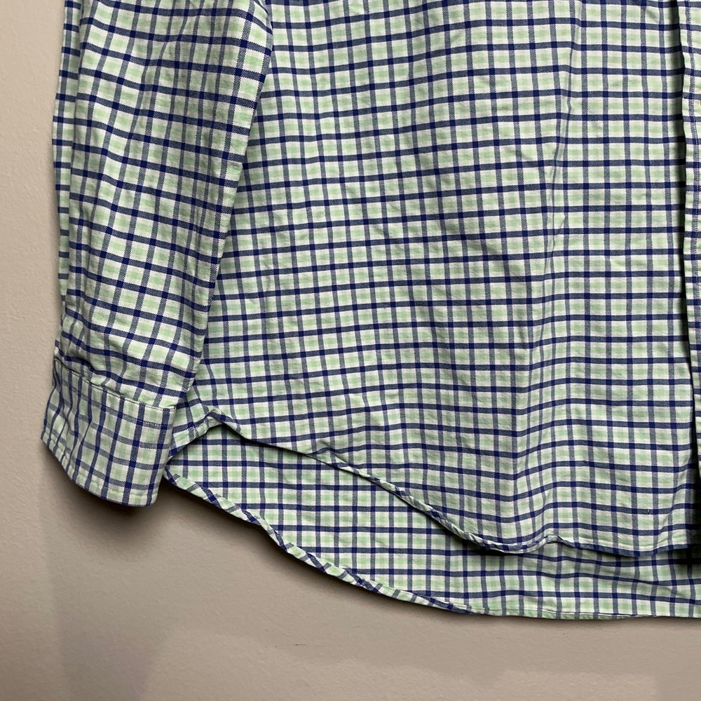 Ralph Lauren Men's Long Sleeve Button Down Shirt XXL Green Blue Plaid Flesh Pony - Picture 3 of 7